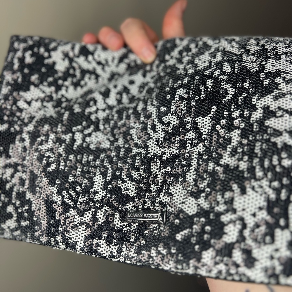 BBBG MaxAzira Black and White Sequin Clutch